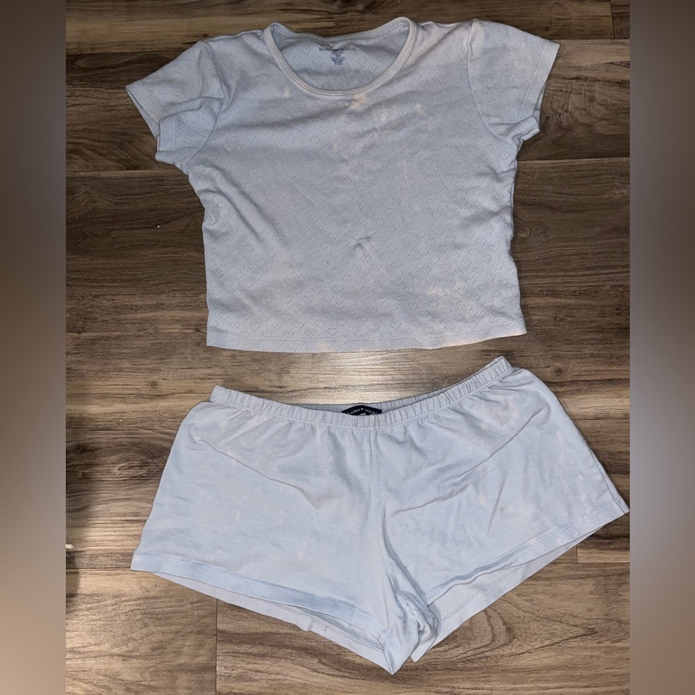 Women's Light Blue Heart Eyelet set